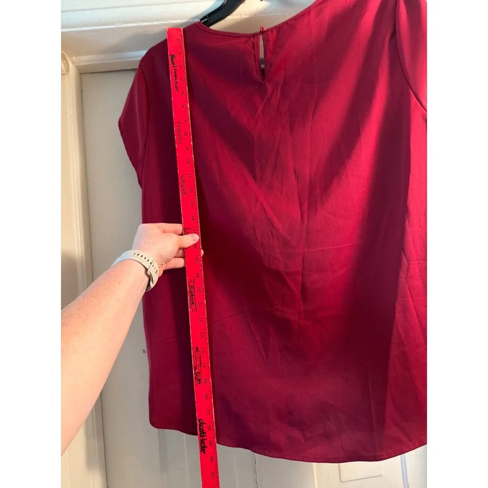 Milumia Womens Red Pleated Round Neck Cap Sleeve Blouse Top Plus Size 4XL NWT - Picture 4 of 6